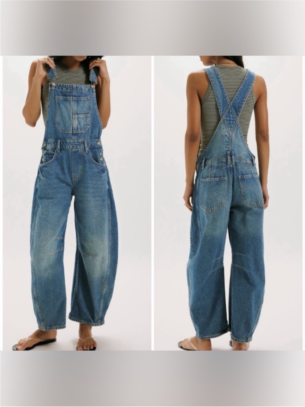 Free People We The Free Good Luck Barrel Ultra Light Beam (color) Overalls M